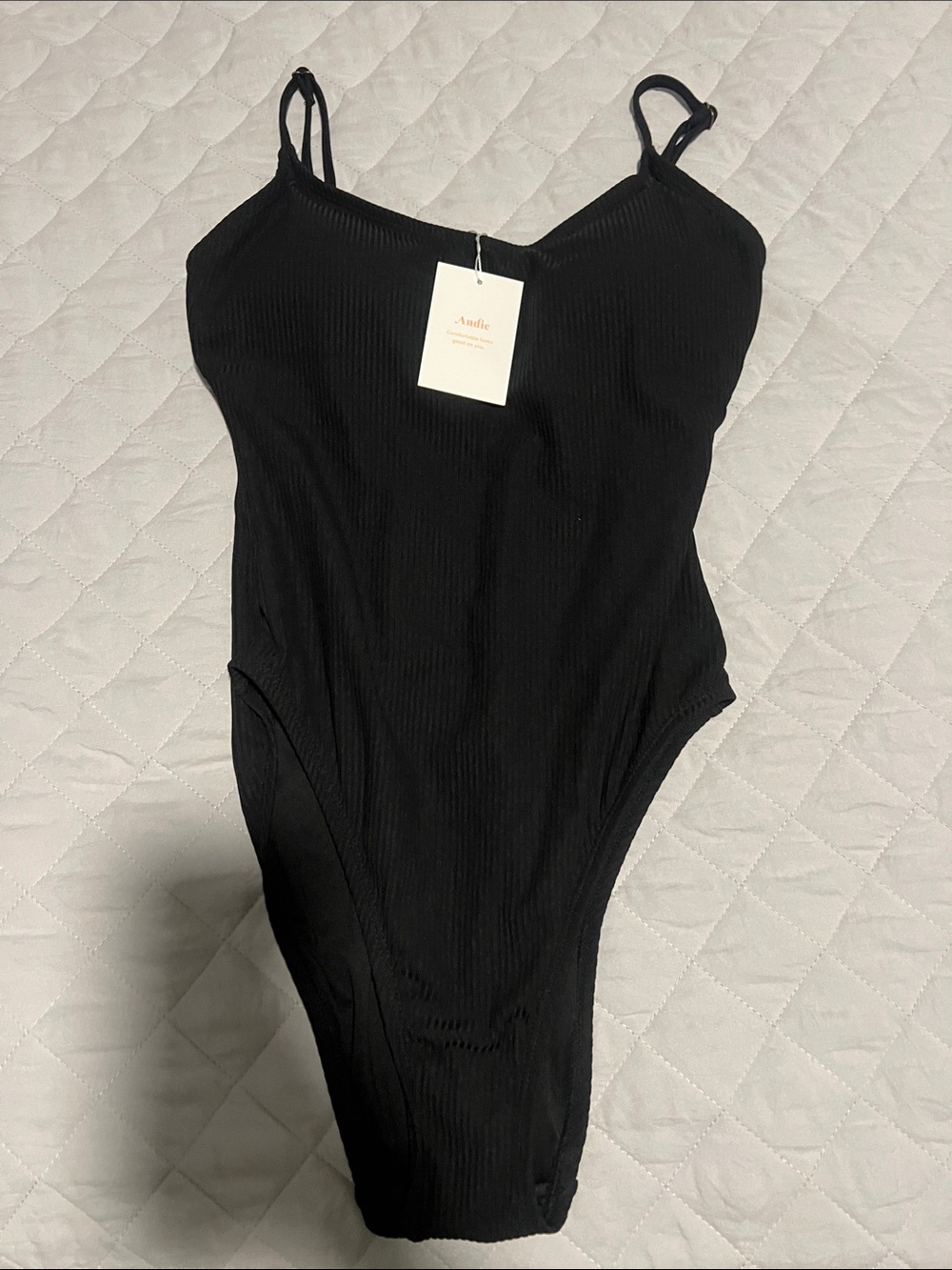 Andie Black Ribbed One-Piece Swimsuit